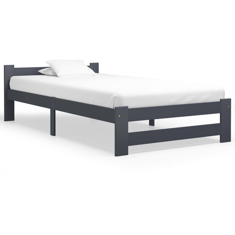

Estructura de cama madera maciza de pino gris oscuro 100x200 cm
