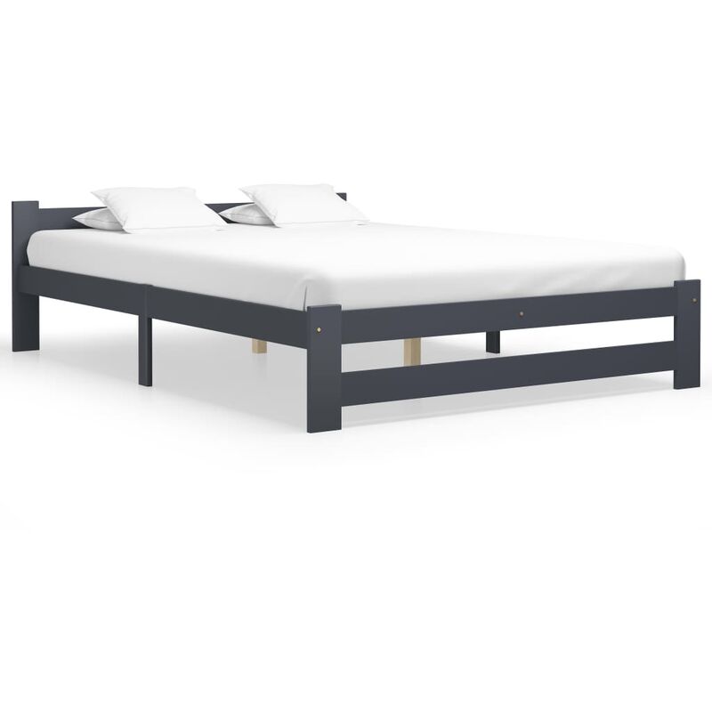 

Estructura de cama madera maciza de pino gris oscuro 140x200 cm