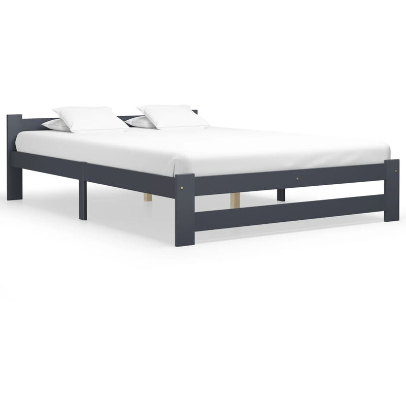 

Estructura de cama madera maciza de pino gris oscuro 160x200 cm