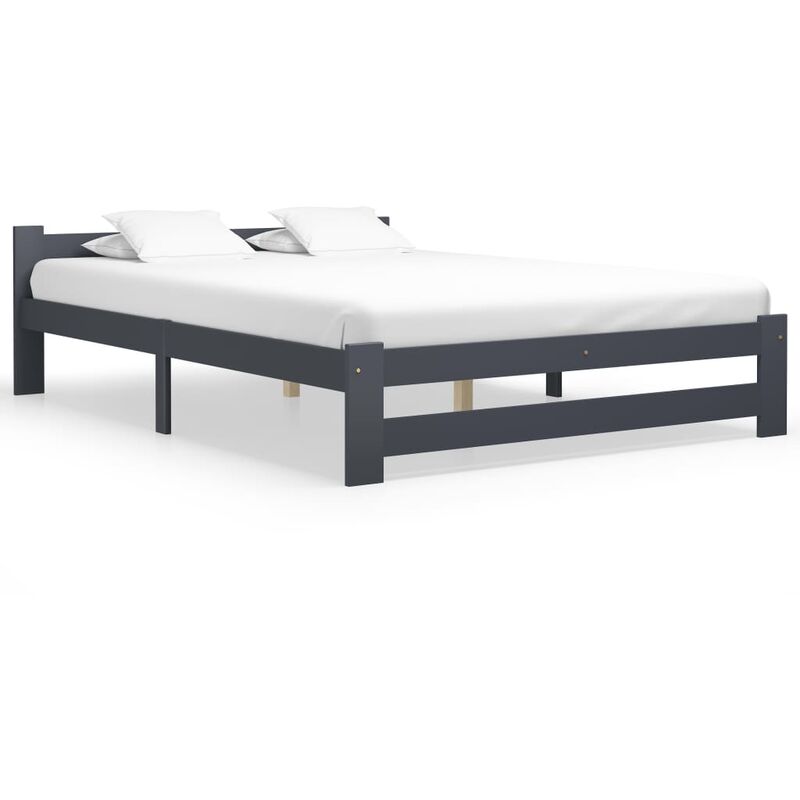 

Estructura de cama madera maciza de pino gris oscuro 180x200 cm