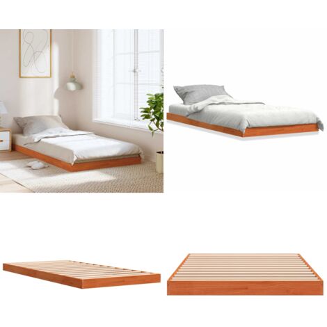 Estructura de cama madera maciza de pino marrón cera 75x190 cm - Estructura de cama - Cama de pino