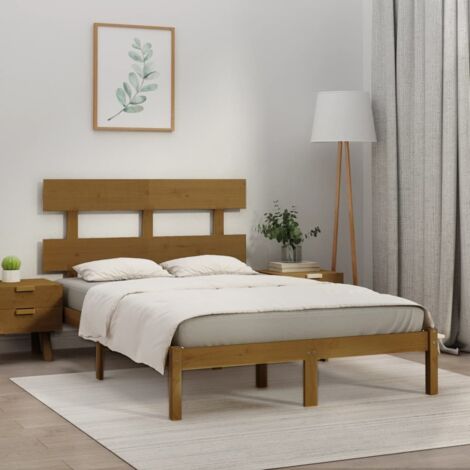 Estructura de cama madera maciza de pino marrón miel 200x200 cm vidaXL