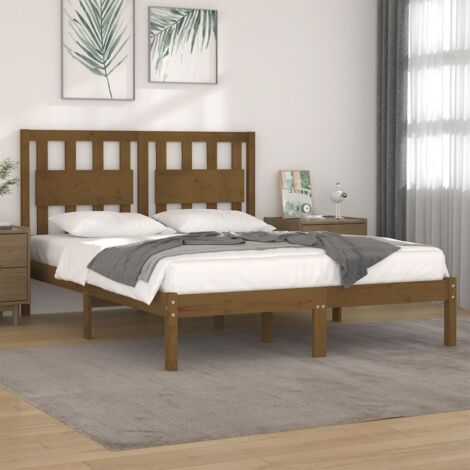 Estructura de cama madera maciza de pino marrón miel 200x200 cm vidaXL