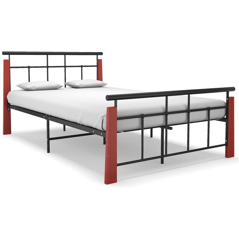 

Estructura de cama madera maciza de roble metal 120x200 cm