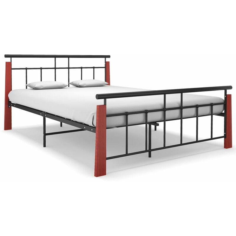 

Estructura de cama madera maciza de roble metal 140x200 cm