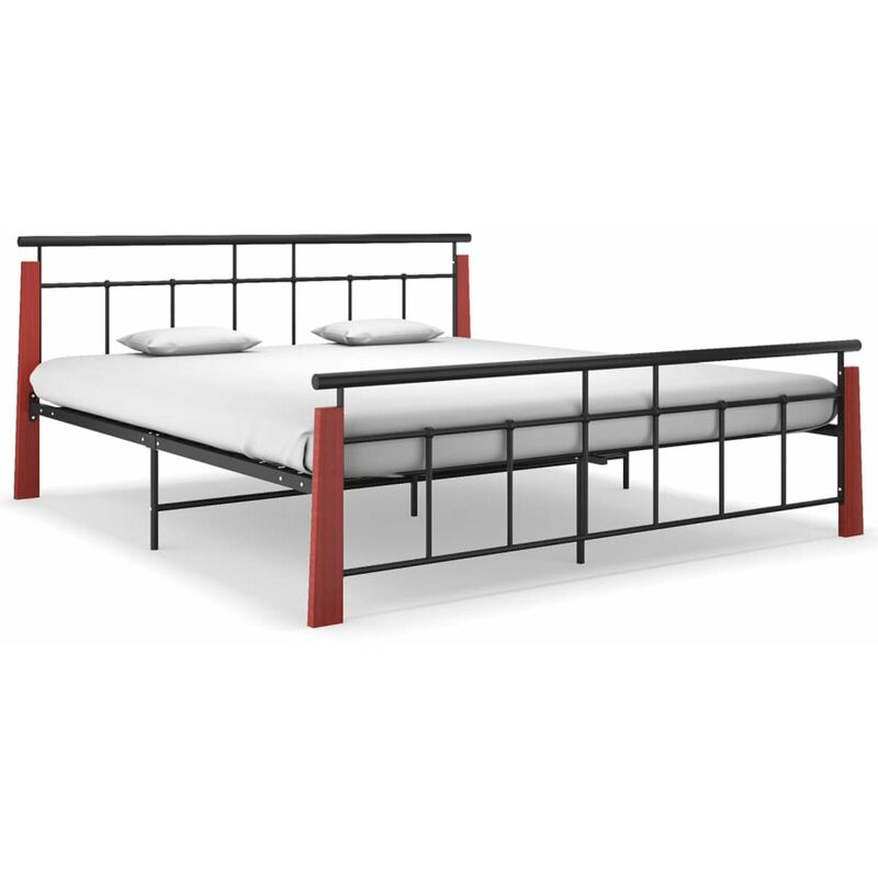 

Estructura de cama madera maciza de roble metal 180x200 cm