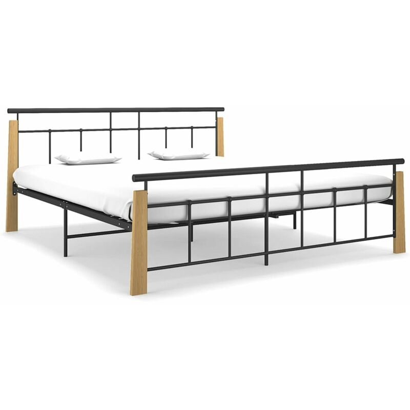 

Estructura de cama madera maciza de roble metal 180x200 cm