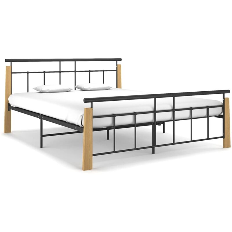 

Estructura de cama madera maciza de roble metal 180x200 cm