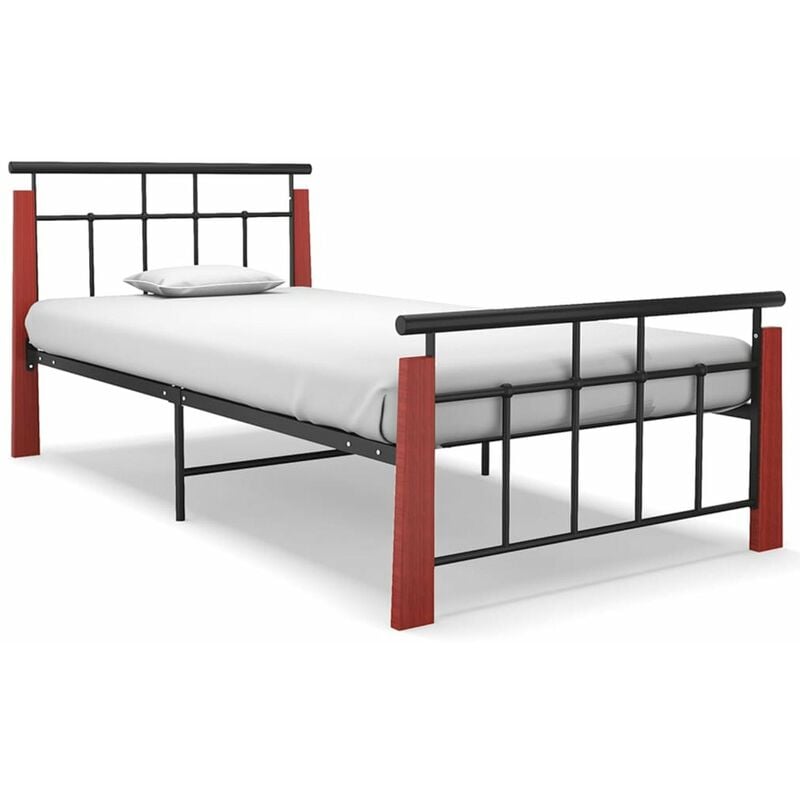 

Estructura de cama madera maciza de roble metal 90x200 cm