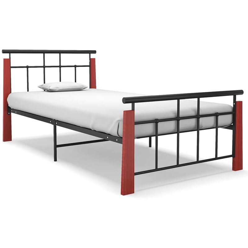 

Estructura de cama madera maciza de roble metal 90x200 cm