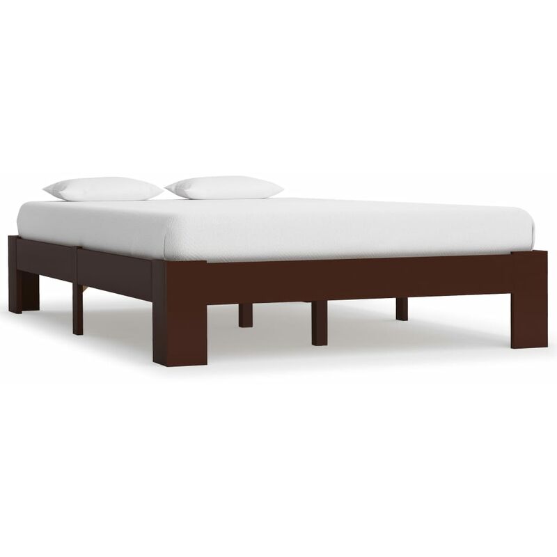 

Estructura de cama madera maciza pino marrón oscuro 120x200 cm - Marrón