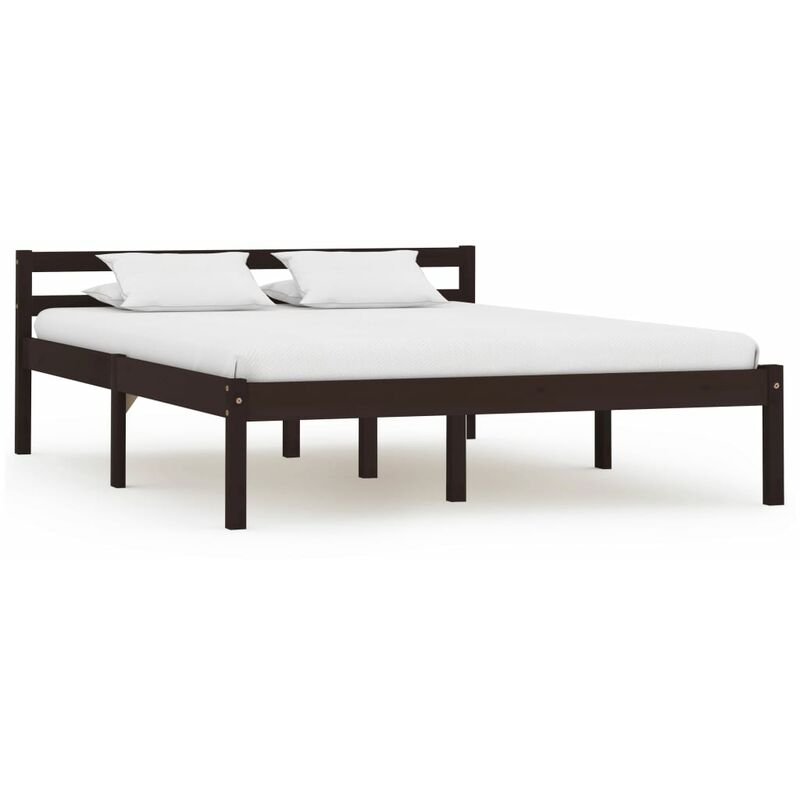 

Estructura de cama madera maciza pino marrón oscuro 140x200 cm - Marrón