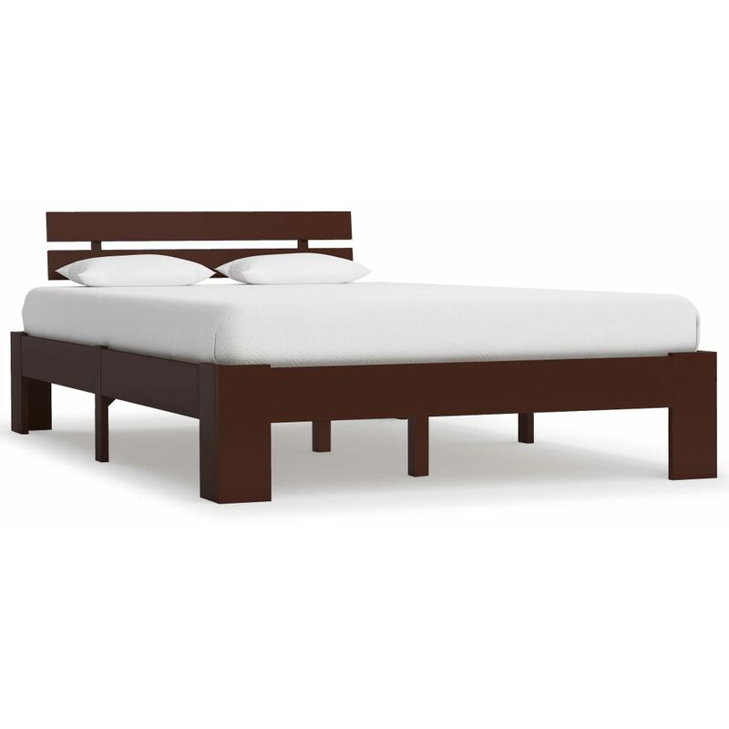 

Estructura de cama madera maciza pino marrón oscuro 140x200 cm - Marrón