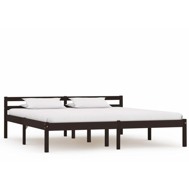 

Estructura de cama madera maciza pino marrón oscuro 160x200 cm - Marrón