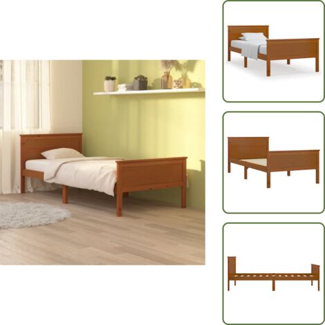 Estructura de cama madera maciza pino marrón miel 100x200 cm
