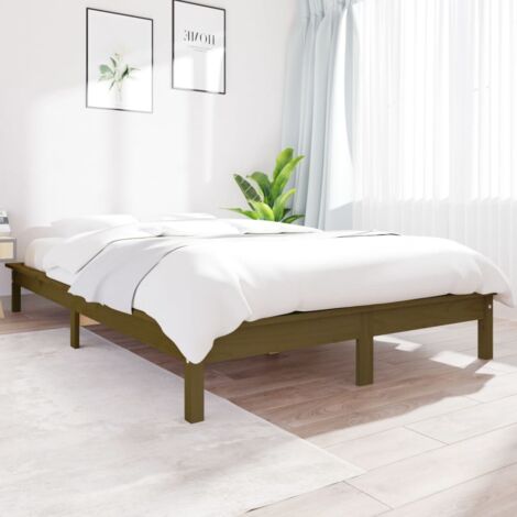 Estructura de cama madera maciza pino marrón miel 140x200 cm vidaXL