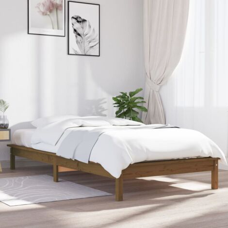 Estructura de cama madera maciza pino marrón miel 90x200 cm vidaXL