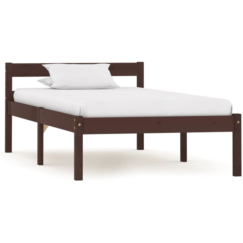 

Estructura de cama madera maciza pino marron oscuro 100x200 cm