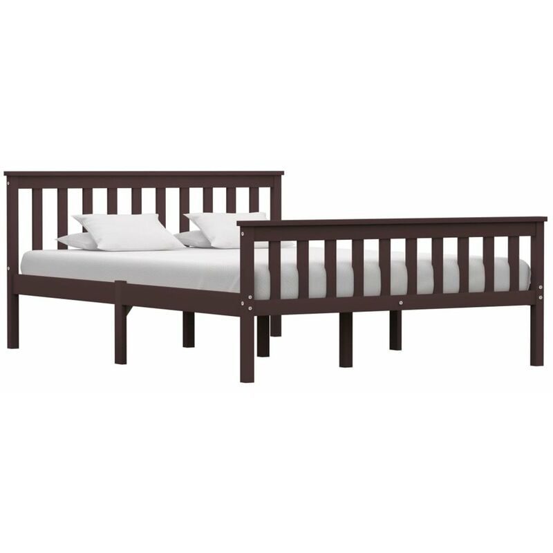 

Estructura de cama madera maciza pino marron oscuro 140x200 cm