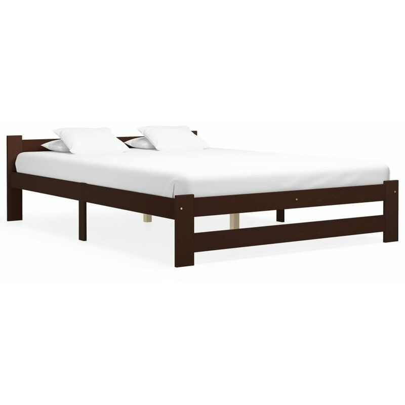 

Estructura de cama madera maciza pino marron oscuro 160x200 cm