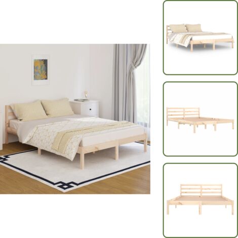 Estructura de cama  Marco de Cama  Somier de Cama madera maciza de pino 140x200 cm SDV489717 MaisonChic