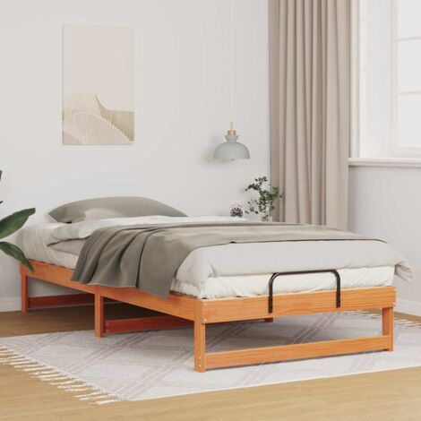 Estructura de cama Marrón 100 x 210 cm Madera de pino macizo vidaXL