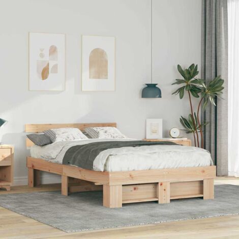 Estructura de cama Marrón 120 x 190 cm Madera maciza de pino
