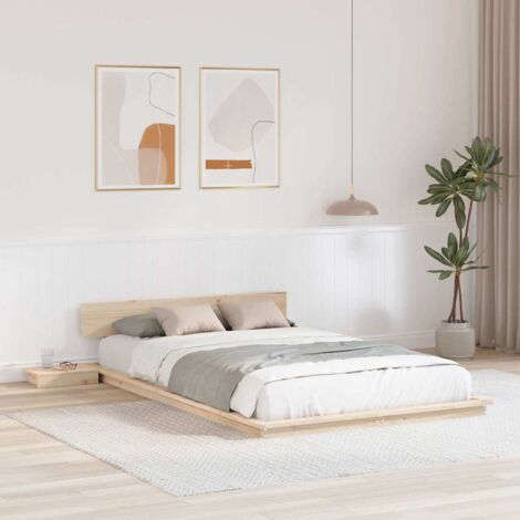 Estructura de cama Marrón 135 x 190 cm Madera
