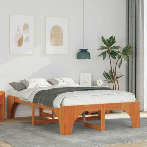 Estructura de cama Marrón 135 x 190 cm Madera de pino