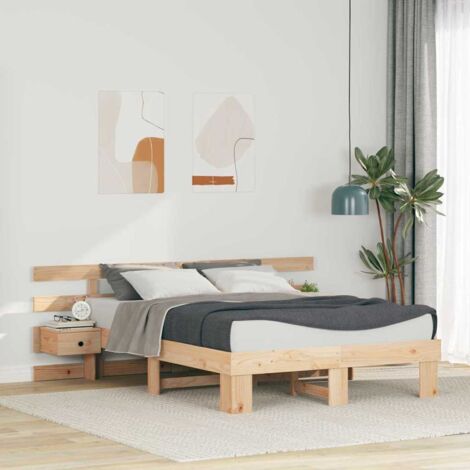 Estructura de cama Marrón 135 x 190 cm Madera de pino macizo