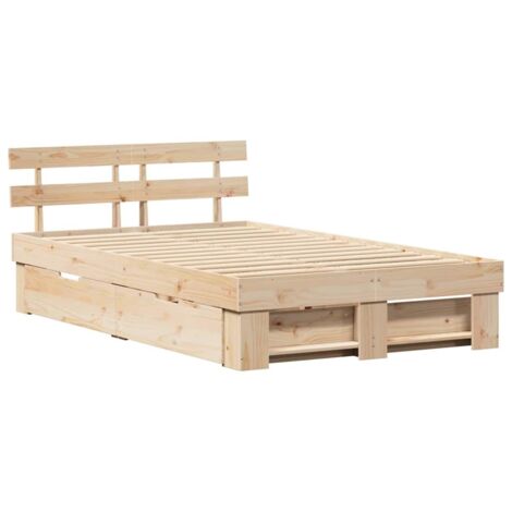 Estructura de cama Marrón 135 x 190 cm Madera de pino macizo