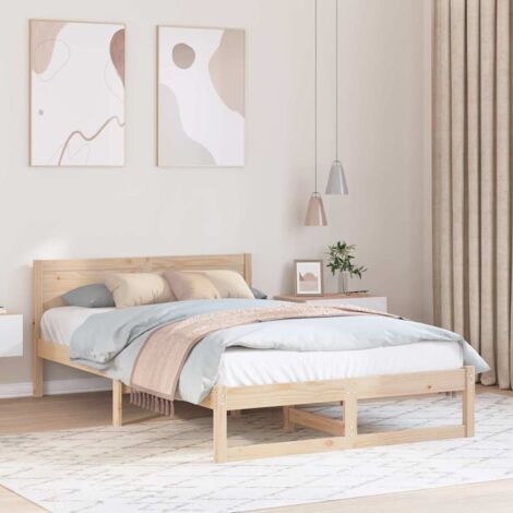 Estructura de cama Marrón 135 x 190 cm Madera maciza de Pino