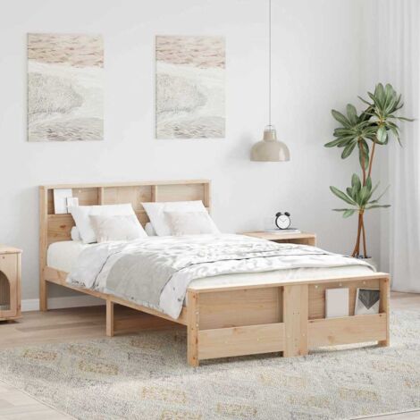 Estructura de cama Marrón 135 x 190 cm Madera maciza de pino