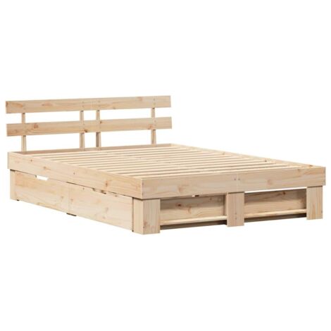 Estructura de cama Marrón 150 x 200 cm Madera de pino macizo