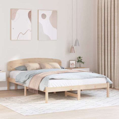 Estructura de cama Marrón 150 x 200 cm Madera maciza de Pino