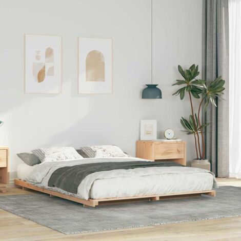Estructura de cama Marrón 150 x 200 cm Madera maciza de pino