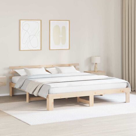 Estructura de cama Marrón 180 x 200 cm Madera maciza de Pino
