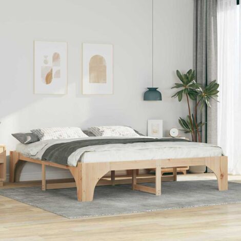 Estructura de cama Marrón 180 x 200 cm Madera maciza de pino