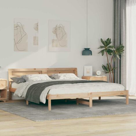 Estructura de cama Marrón 180 x 200 cm Madera maciza de pino
