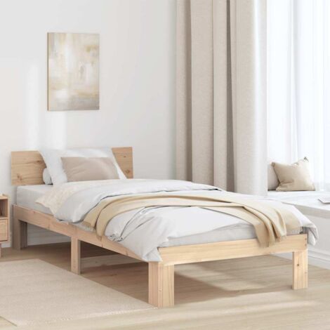 Estructura de cama Marrón 75 x 190 cm Madera maciza de Pino