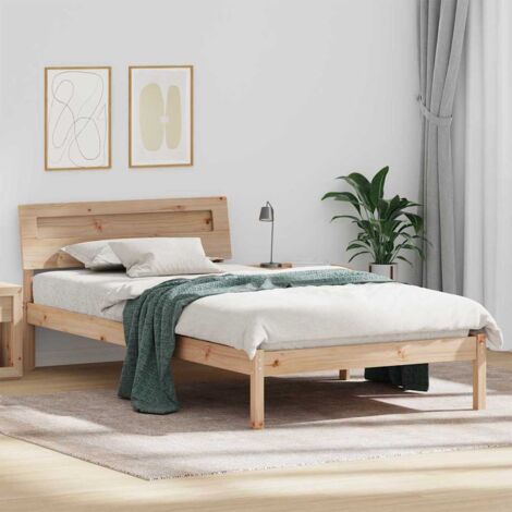 Estructura de cama Marrón 75 x 190 cm Madera maciza de pino