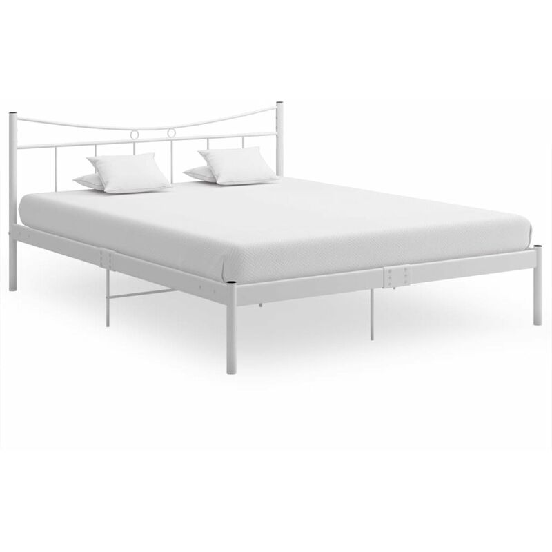 

Estructura de cama metal madera contrachapada blanco 140x200 cm