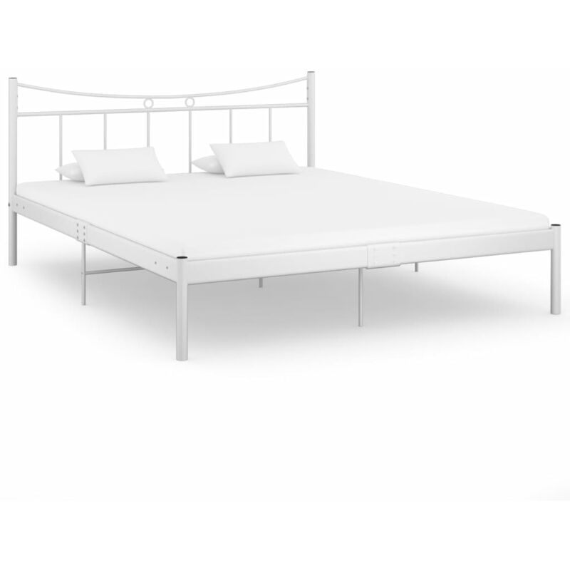 

Estructura de cama metal madera contrachapada blanco 160x200 cm