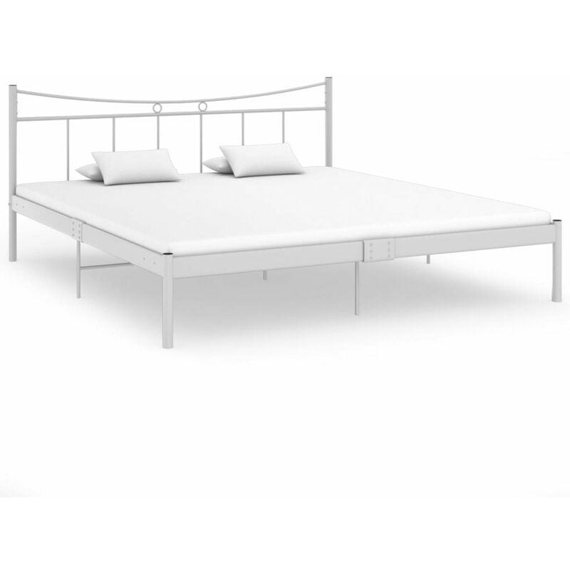 

Estructura de cama metal madera contrachapada blanco 180x200 cm