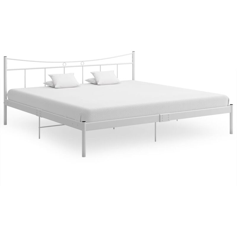 

Estructura de cama metal madera contrachapada blanco 200x200 cm