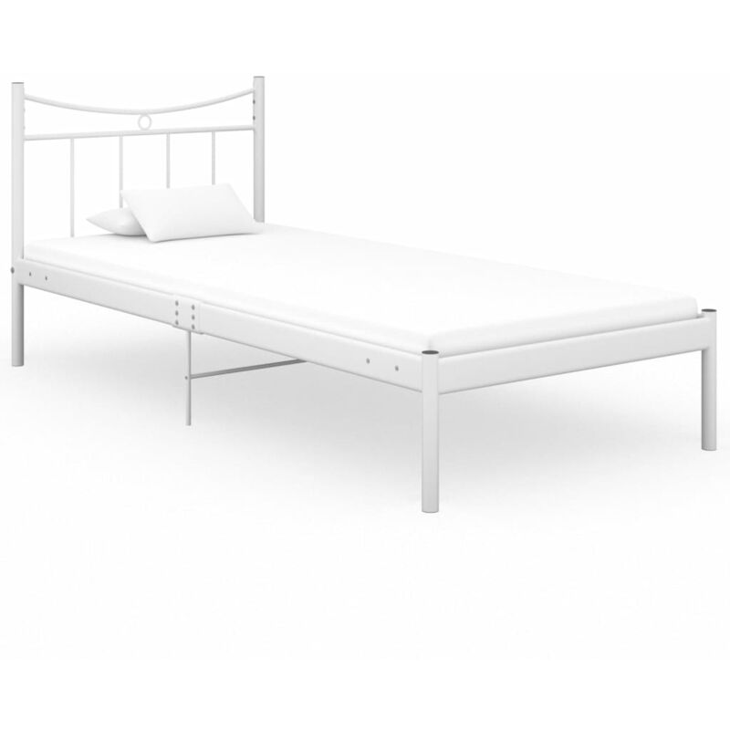 

Estructura de cama metal madera contrachapada blanco 90x200 cm