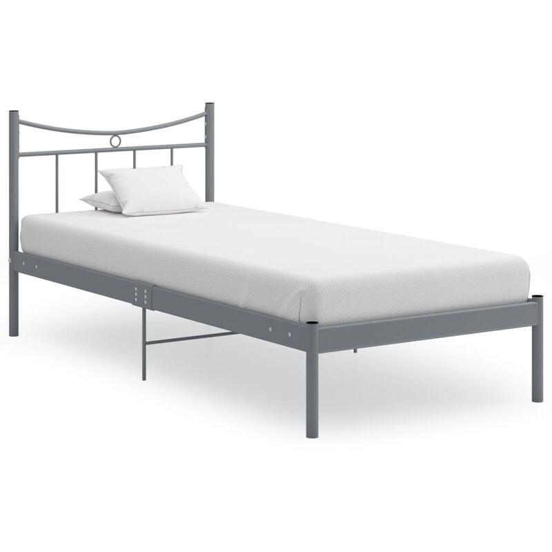 

Estructura de cama metal madera contrachapada gris 100x200 cm