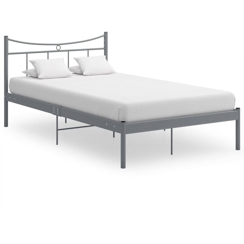 

Estructura de cama metal madera contrachapada gris 120x200 cm