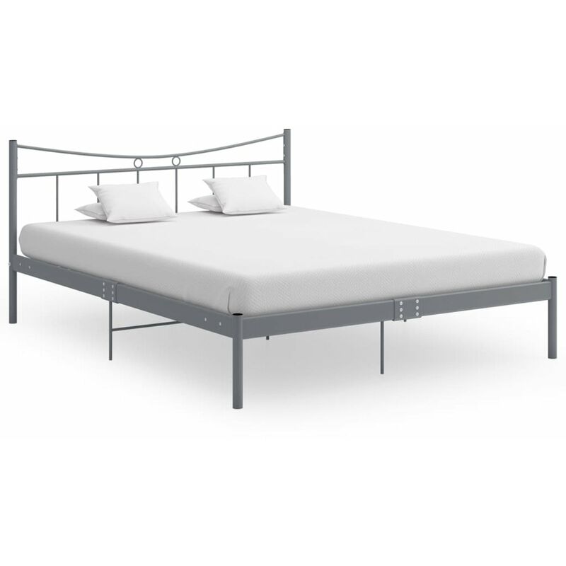 

Estructura de cama metal madera contrachapada gris 140x200 cm