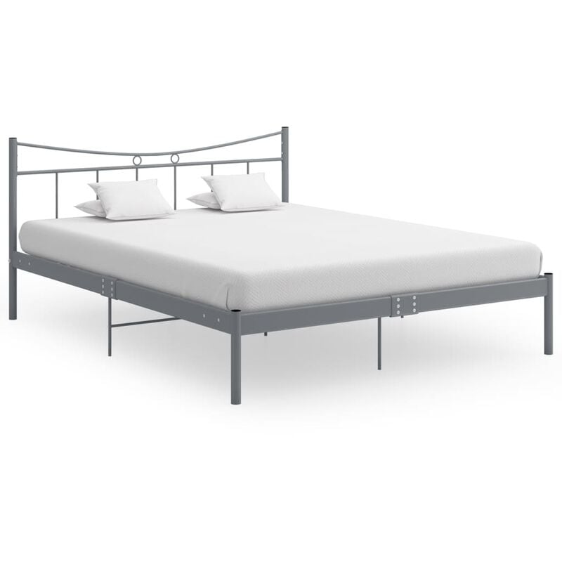 

Estructura de cama metal madera contrachapada gris 160x200 cm